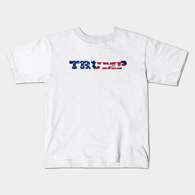 Trump American flag design Kids T-Shirt by GreenGuyTeesStore